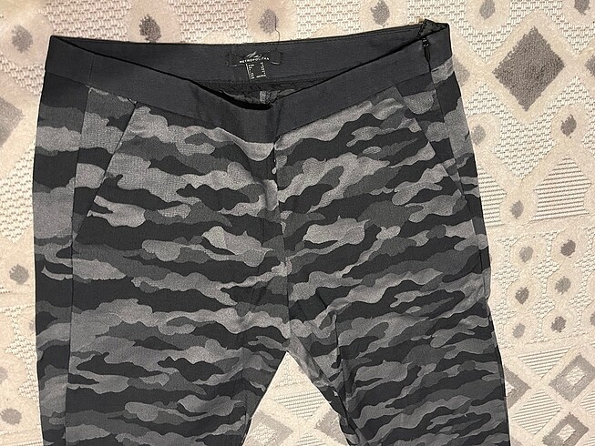Diğer Gri siyah kamuflaj jogger kumaş pantolon