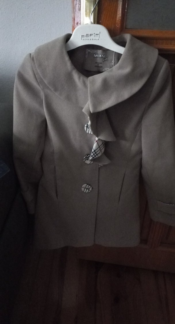 Düğmeli gri kaban - Görsel 2