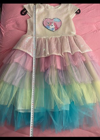 Kız Çocuk Çok Renkli Fırfırlı Elbise - Görsel 4