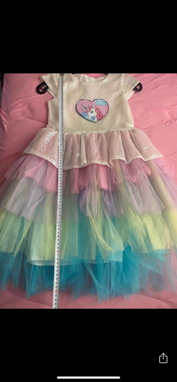 Kız Çocuk Çok Renkli Fırfırlı Elbise - Görsel 4