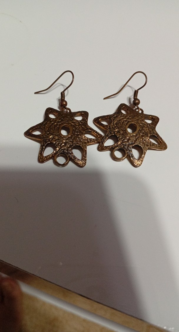 Boncuklu Kahverengi Mini Bohem Küpe kancalı bakır eskitme küpe - Görsel 2