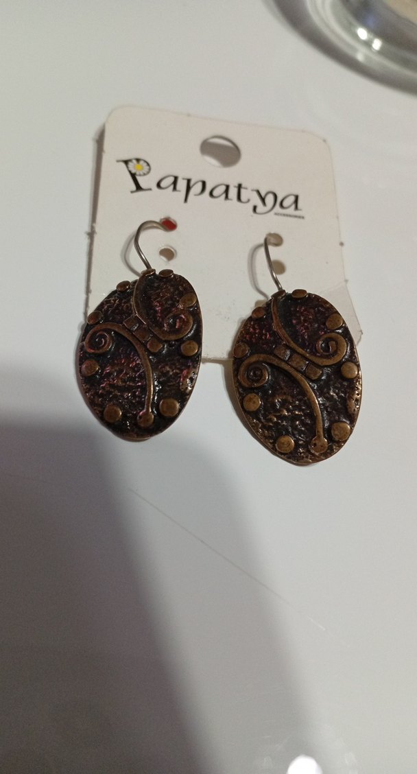 Bakır eskitme kanca bohem küpe kancalı - Görsel 2