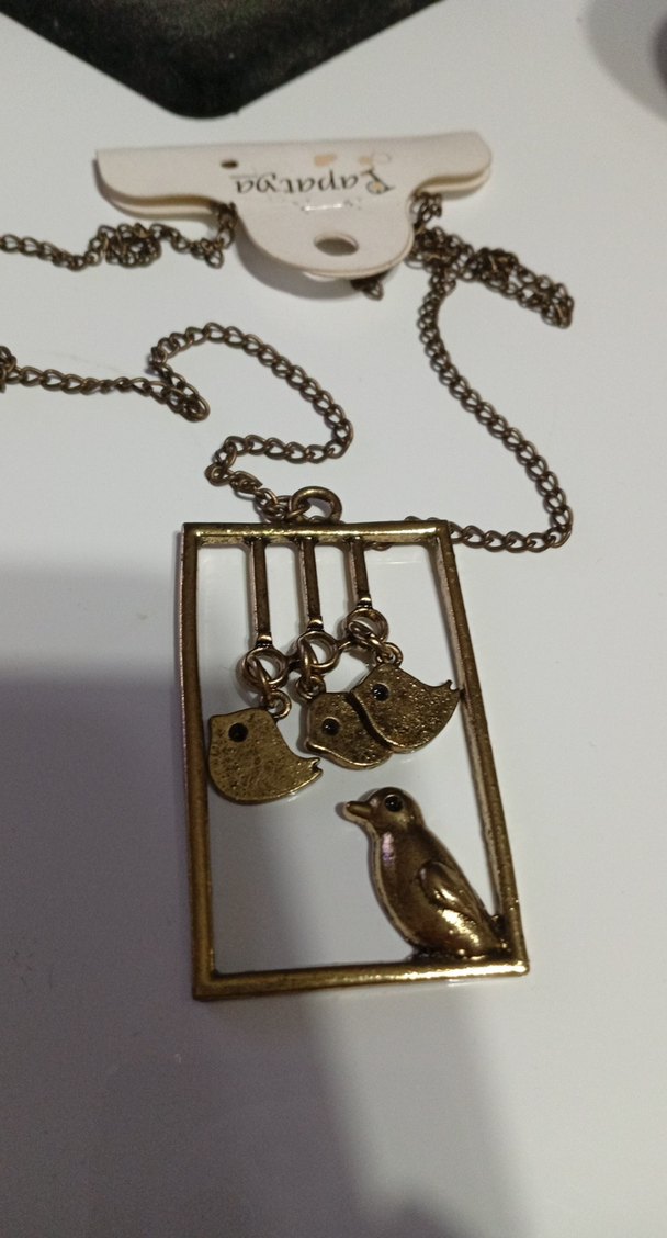 Kuş figürlü uzun kolye genç kız - Görsel 2