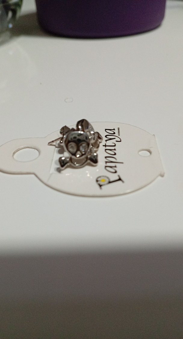 Mini Beyaz Rock Punk kuru kafa bay bayan Küpe bir çift gri - Görsel 3