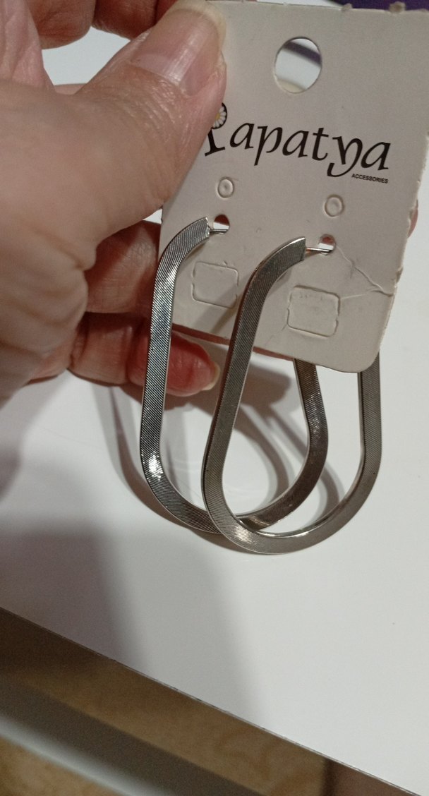 geometrik halka küpe orta boy gri - Görsel 3