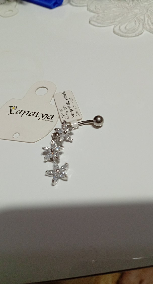 Kuyumcu işçiligi zirkom ithal Çiçek Figürlü Göbek Piercing 1.klt - Görsel 2