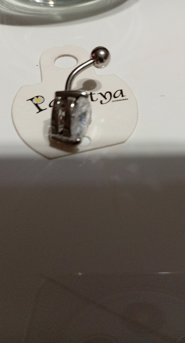 Beyaz Işıltılı Zirkom Kadın Göbek Piercingi 1.kalite ithal - Görsel 3