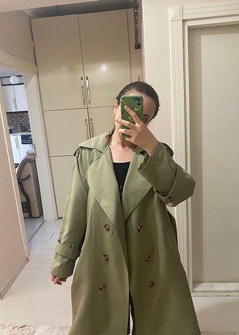 Kadriye Baştürk Uzun Kadın Trençkot Düğmeli - Görsel 3