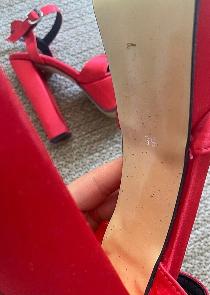Kırmızı Platform Topuklu Ayakkabı - Görsel 3