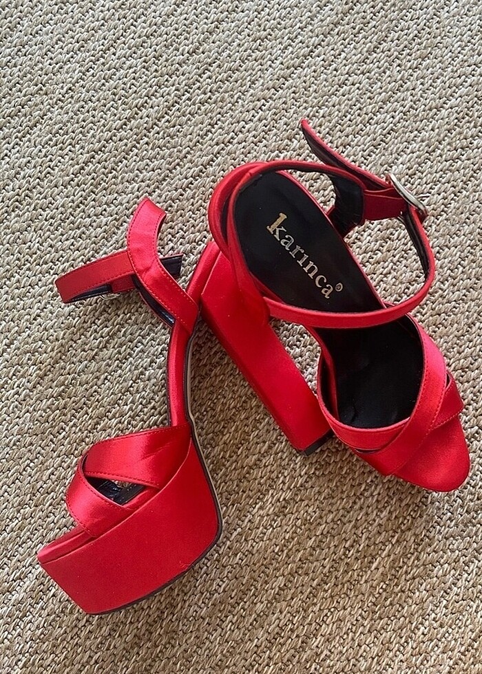 Kırmızı Platform Topuklu Ayakkabı - Görsel 2