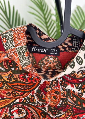 Uzun Kollu, Desenli Bohem Kadın Elbise - Görsel 2