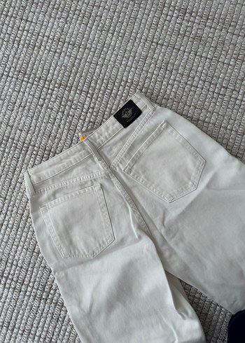 Beyaz Midi Boy Pamuklu Kadın Jean - Görsel 3