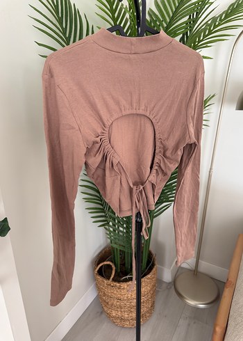 Sırt dekolteli Kahverengi bluz - Görsel 2