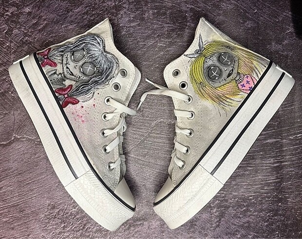 Coraline Style Wednesday özel tasarım custom ayakkabı