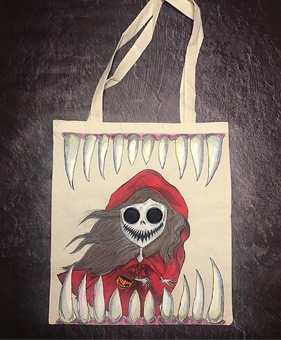 coraline tarzı bez çanta Totebag