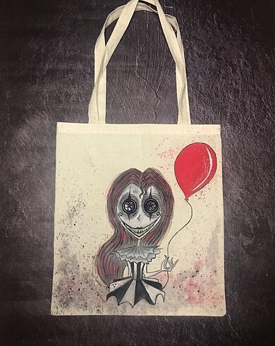 coraline tarzı bez çanta tim burton tote