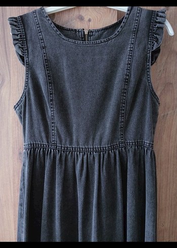 Kadın Gri Uzun Kot Elbise - Görsel 4