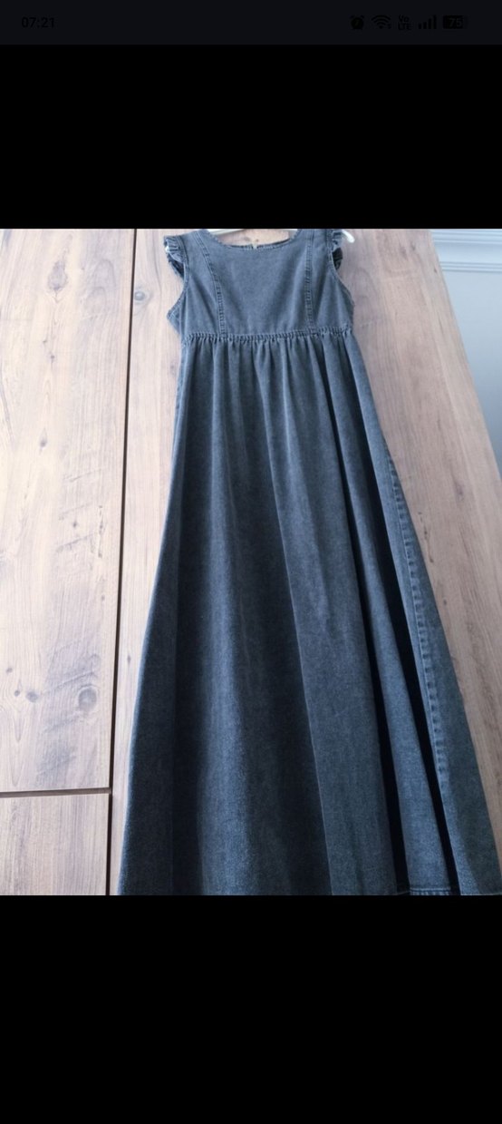 Kadın Gri Uzun Kot Elbise - Görsel 5