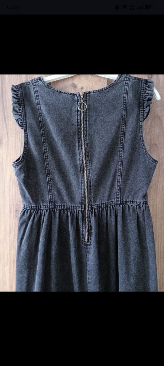 Kadın Gri Uzun Kot Elbise - Görsel 3