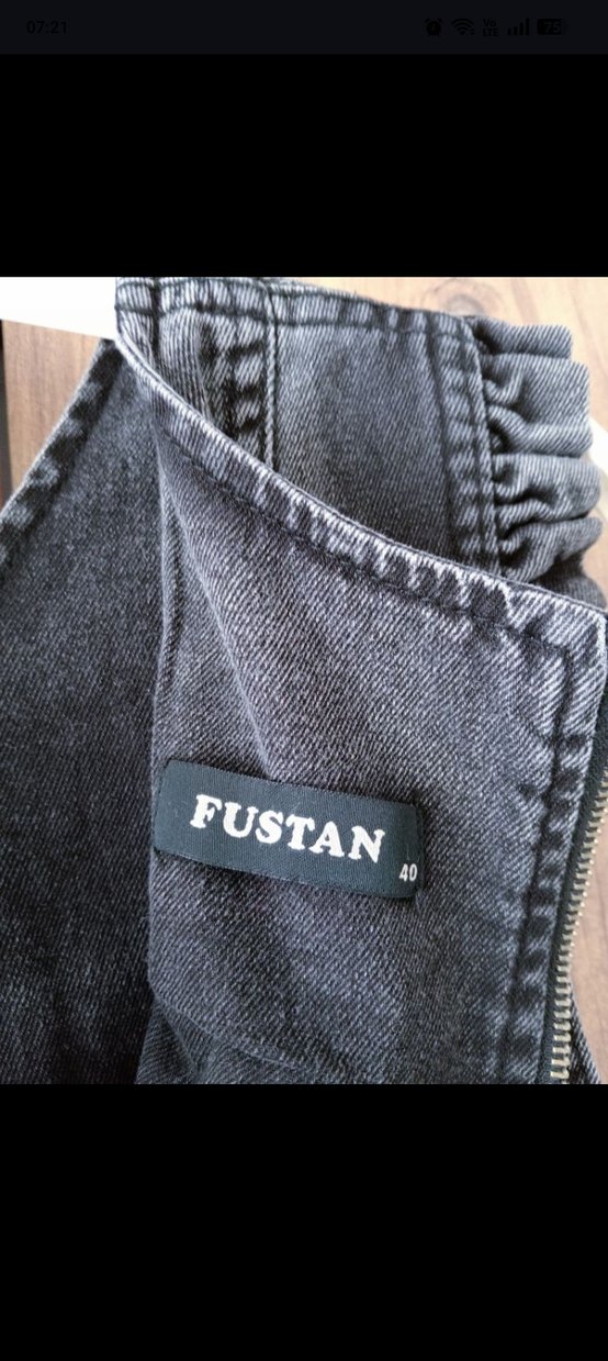 Kadın Gri Uzun Kot Elbise - Görsel 2