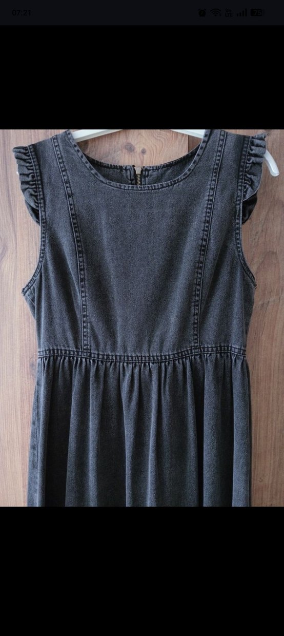 Kadın Gri Uzun Kot Elbise - Görsel 4