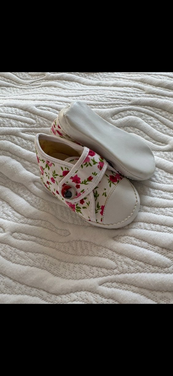 Çiçek Desenli Kız Bebek İlk Adım Ayakkabısı tek ebat - Görsel 2