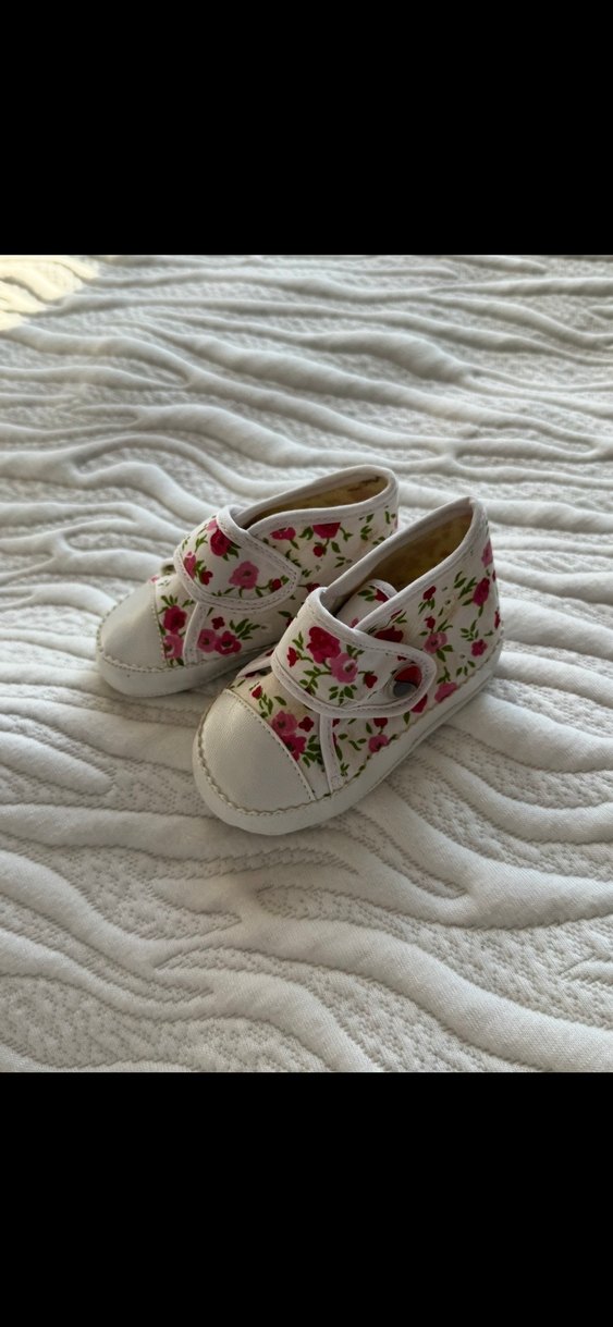 Çiçek Desenli Kız Bebek İlk Adım Ayakkabısı tek ebat - Görsel 3