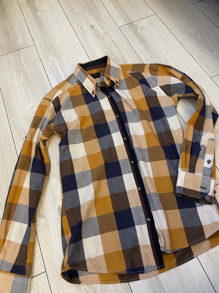 Erkek Kahverengi Kareli Uzun Kollu Gömlek - Görsel 3