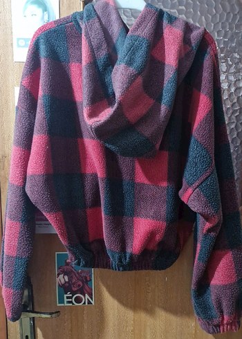 Bordo Ekose Desenli Kız Sweatshirt - Görsel 2