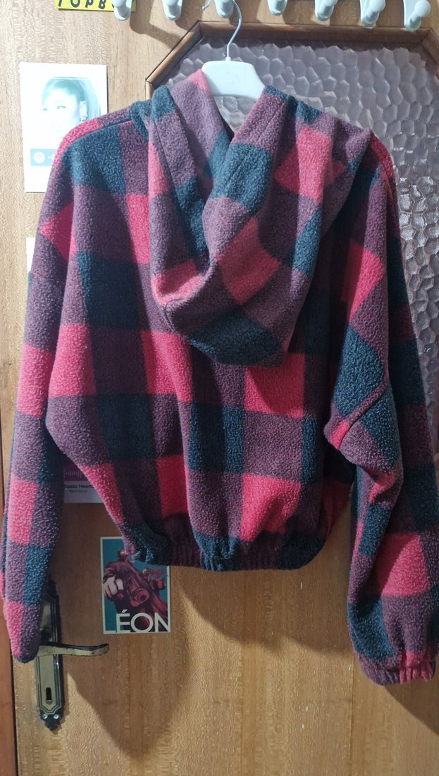 Bordo Ekose Desenli Kız Sweatshirt - Görsel 2