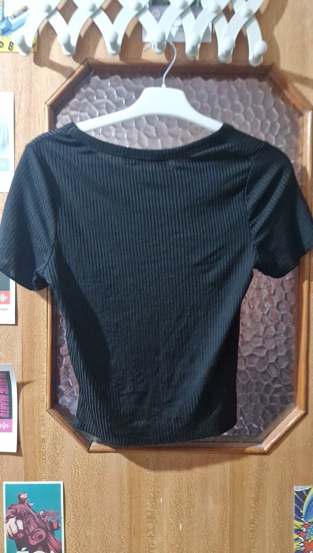 Siyah Kadın Mini Tişört - Görsel 2