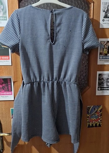 Kadın Gri Kareli Kısa Tulum - Görsel 2