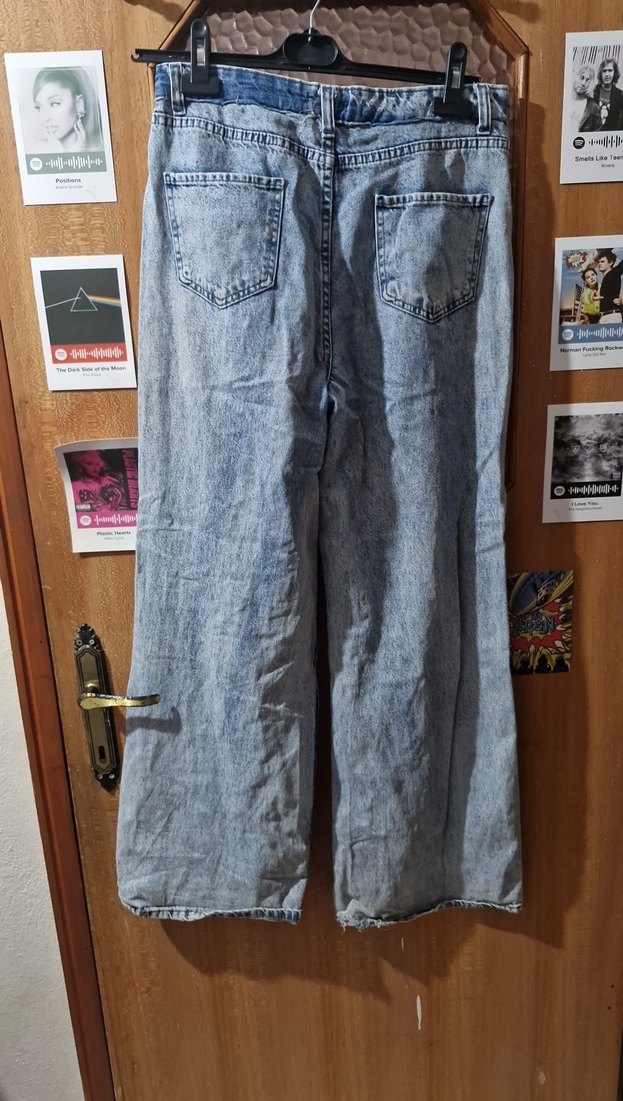 Düğmeli Gri Salaş Kadın Kot Pantolon - Görsel 2