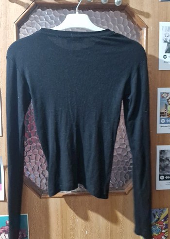 Nakışlı Siyah İnce Triko Kadın Kazak - Görsel 2