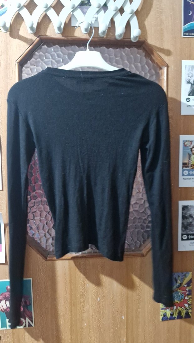 Nakışlı Siyah İnce Triko Kadın Kazak - Görsel 2