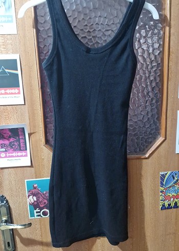 Düğmeli Siyah Midi Kadın Elbise - Görsel 2