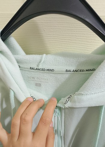 m Beden mavimsi Kapüşonlu Fermuarlı Crop Sweatshirt