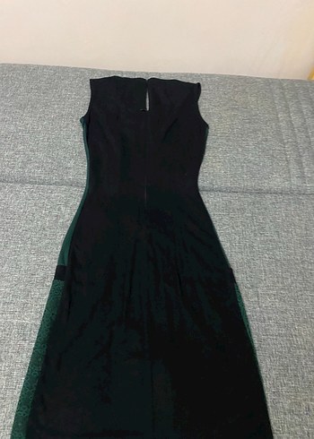 ADL Desenli Yeşil Midi Elbise - Görsel 3