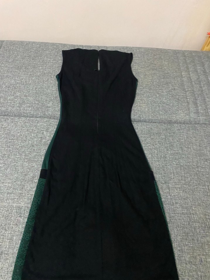 ADL Desenli Yeşil Midi Elbise - Görsel 3