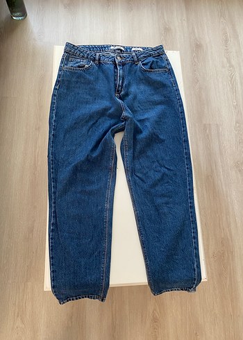 Kadın Mavi Bol Kesim Midi Denim Pantolon - Görsel 2