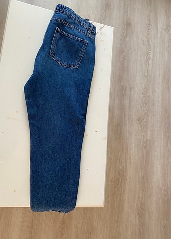 Kadın Mavi Bol Kesim Midi Denim Pantolon - Görsel 4