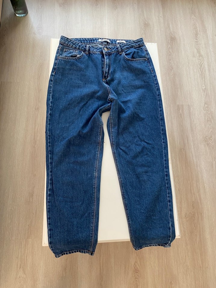 Kadın Mavi Bol Kesim Midi Denim Pantolon - Görsel 2