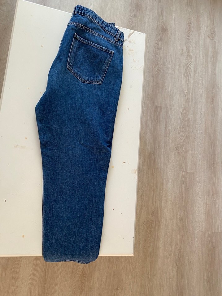 Kadın Mavi Bol Kesim Midi Denim Pantolon - Görsel 4