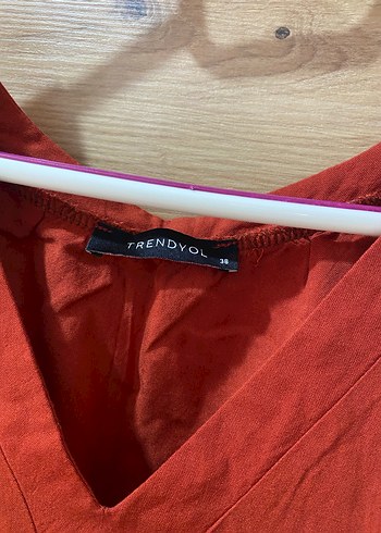 Kırmızı V Yaka Kolsuz Uzun Keten Elbise - Görsel 5