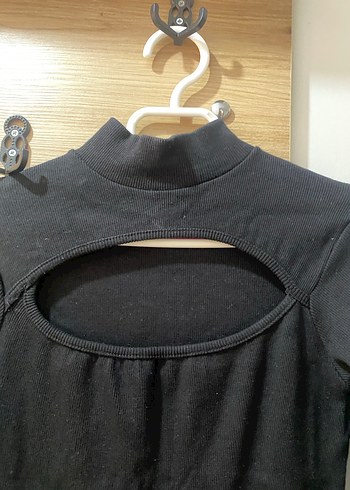 Siyah Yüksek Yakalı Kadın Triko Elbise - Görsel 3