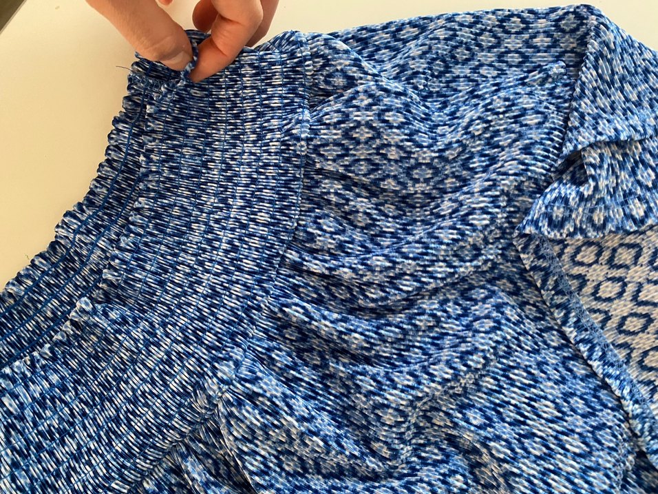 Mavi Bağlama Desenli Pilili Hamile Etek - Görsel 3