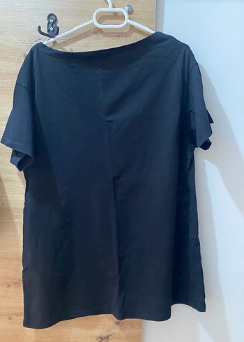 Düğmeli Siyah V Yakalı Hamile Tişört - Görsel 3