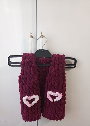 Bordo Örgü Kız bebek Yeleği Nakışlı - Görsel 3