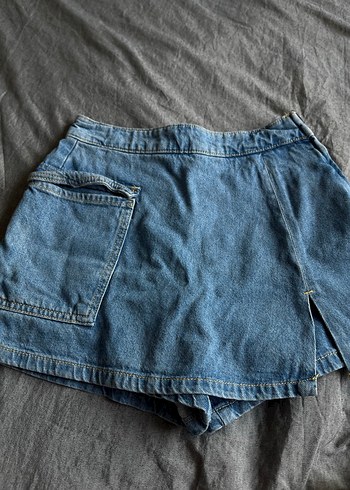 Kadın Mavi Mini Denim Şort - Görsel 2