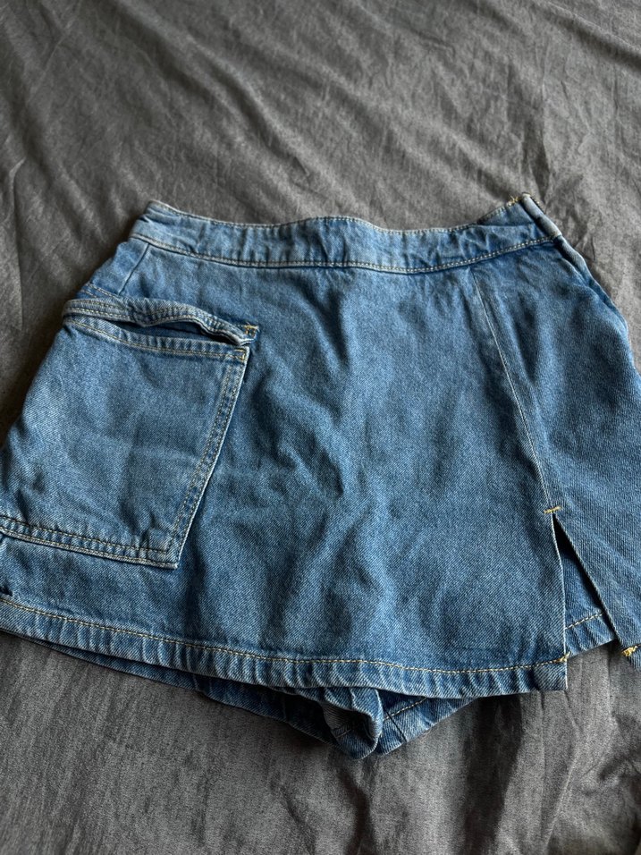Kadın Mavi Mini Denim Şort - Görsel 2